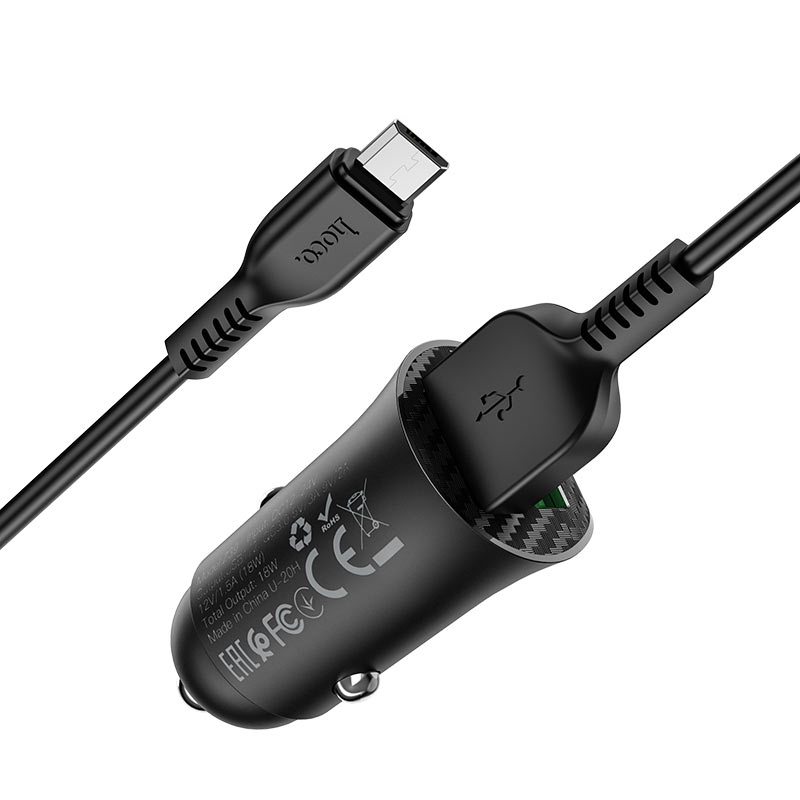 Hoco. Z39 Autós Gyorstöltő Adapter QC3.0 töltő kábellel